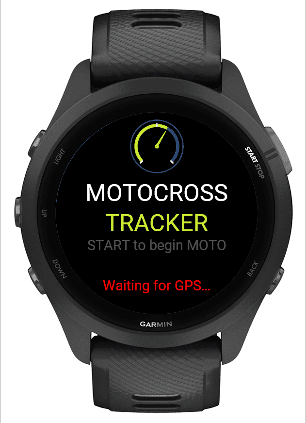 Ready screen, waiting to start a moto